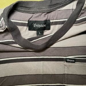 Brixton Men's Short Sleeve Striped Tee - Gray and Black